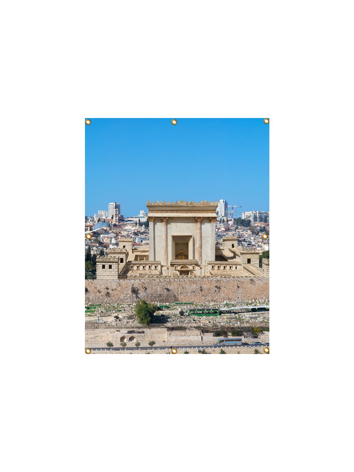Panoramic Jerusalem Beit Hamikdash Sukkah Sing... | Sukkah Decorations
