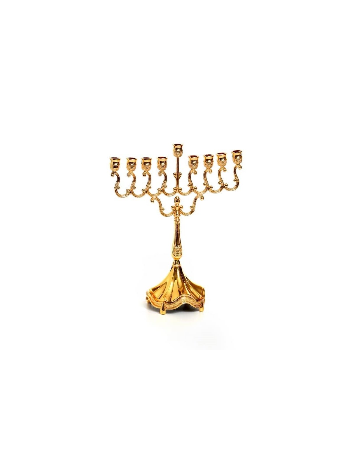 Small Chanukah Menorah with Ornate Swirling Bran... | Hanukkah Menorah