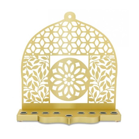 Dorit Judaica Gold Aluminum Chanukah Menorah Lea... | Hanukkah Menorah