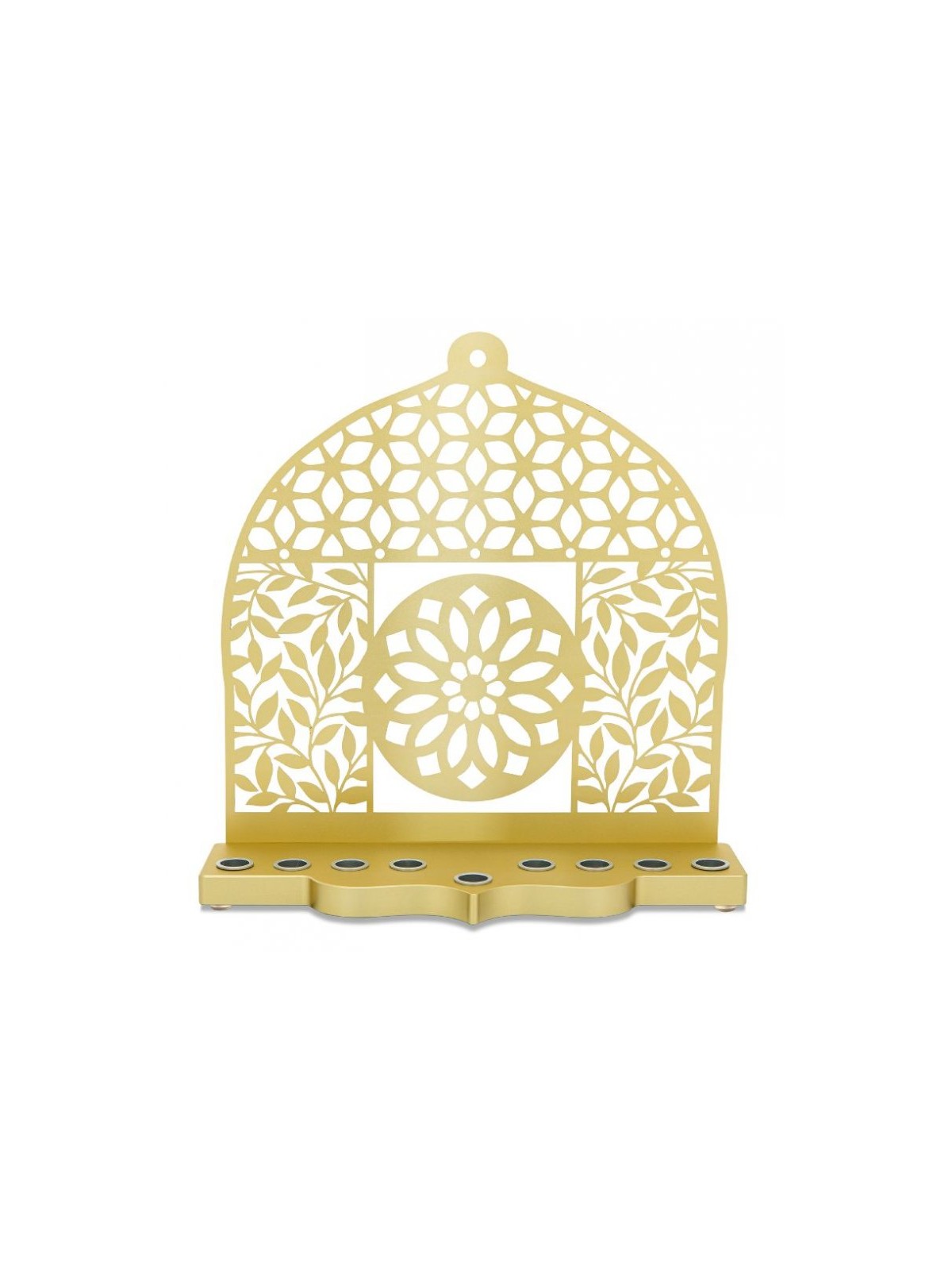 Dorit Judaica Gold Aluminum Chanukah Menorah Lea... | Hanukkah Menorah