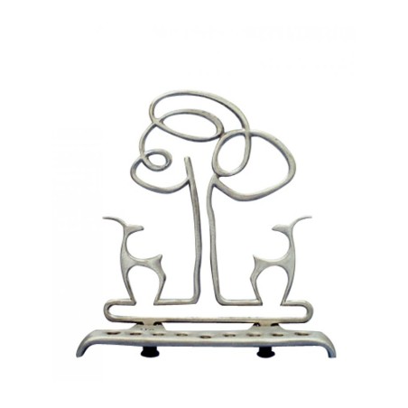 Shraga Landesman Aluminum Hanukkah Menorah Gazel... | Hanukkah Menorah
