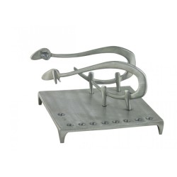 Shraga Landesman Aluminum Square Base Hanukkah M... | Hanukkah Menorah