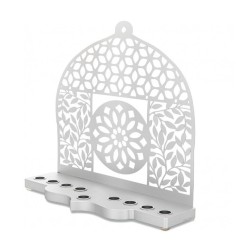 Dorit Judaica Silver Aluminum Chanukah Menorah L... | Hanukkah Menorah