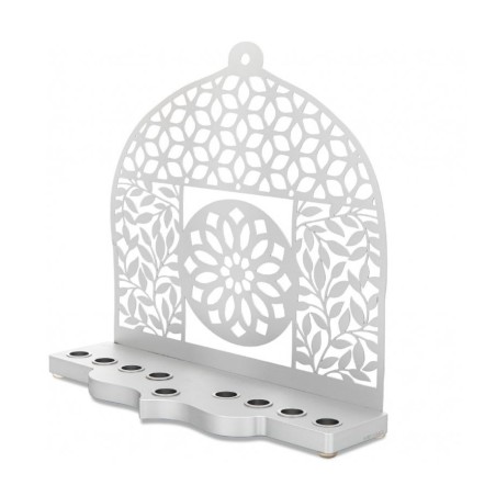 Dorit Judaica Silver Aluminum Chanukah Menorah L... | Hanukkah Menorah