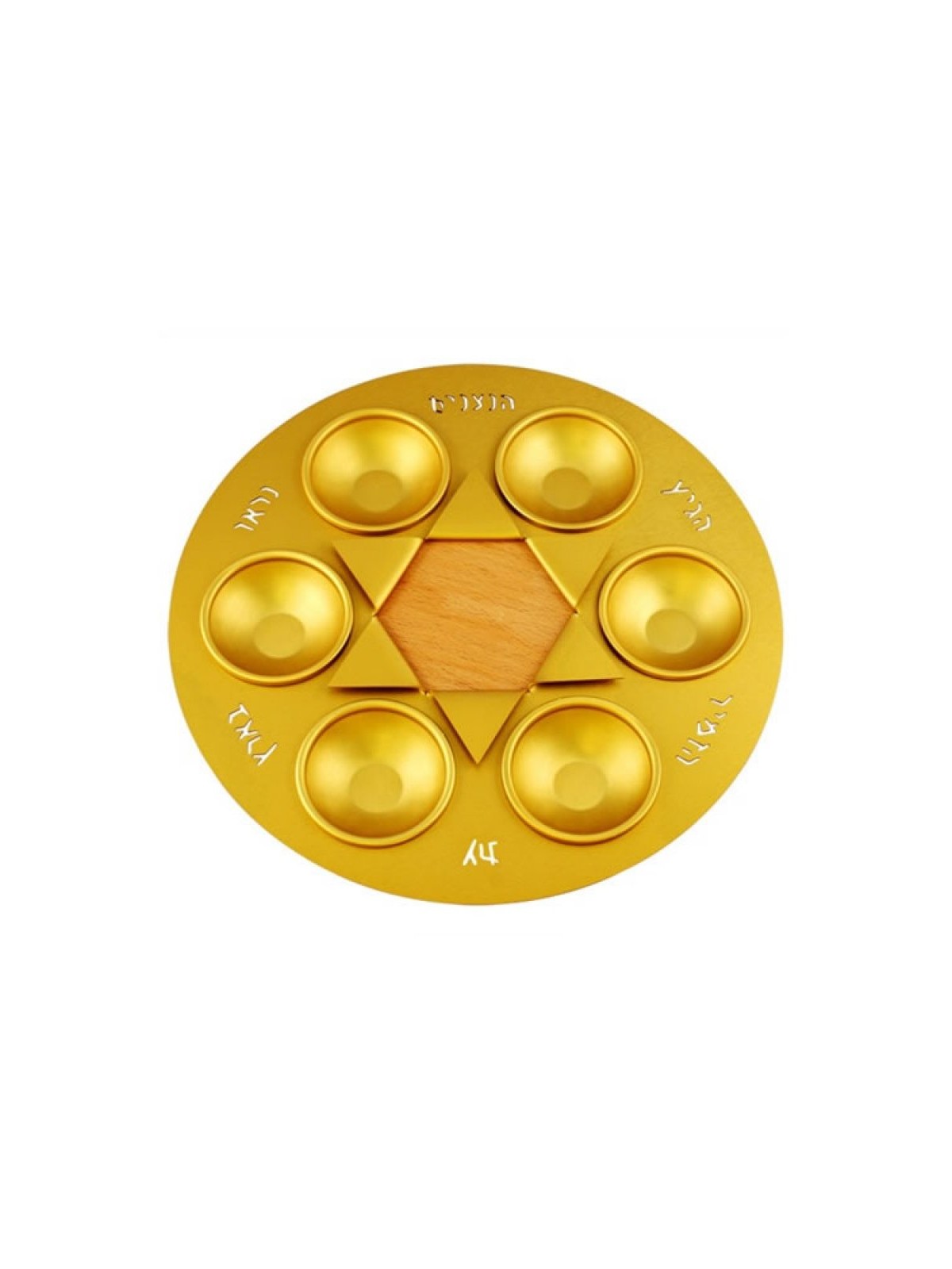 Shraga Landesman Gold Star of David Seder Plate Alum... | Seder Plates