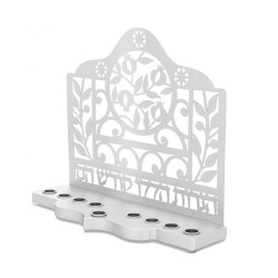 Dorit Judaica Silver Aluminum Menorah with Pomeg... | Hanukkah Menorah