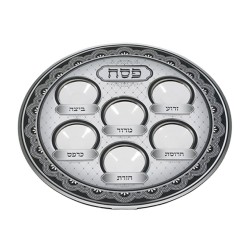 Lightweight Plastic Passover Seder Pate Gray Design | Seder Plates