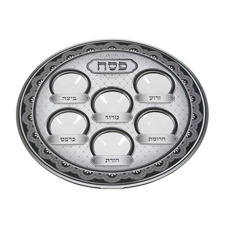 Lightweight Plastic Passover Seder Pate Gray Design | Seder Plates