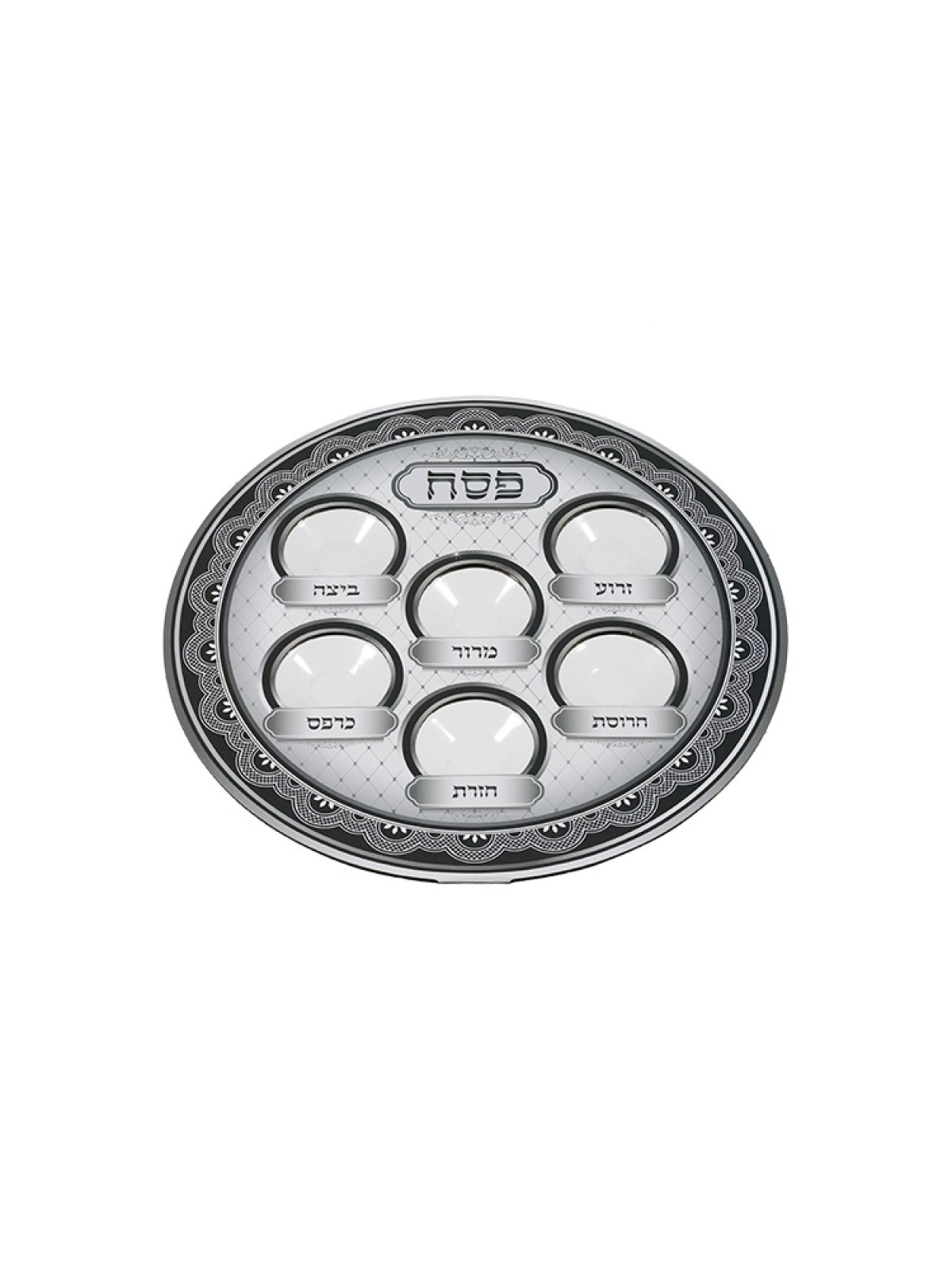 Lightweight Plastic Passover Seder Pate Gray Design | Seder Plates