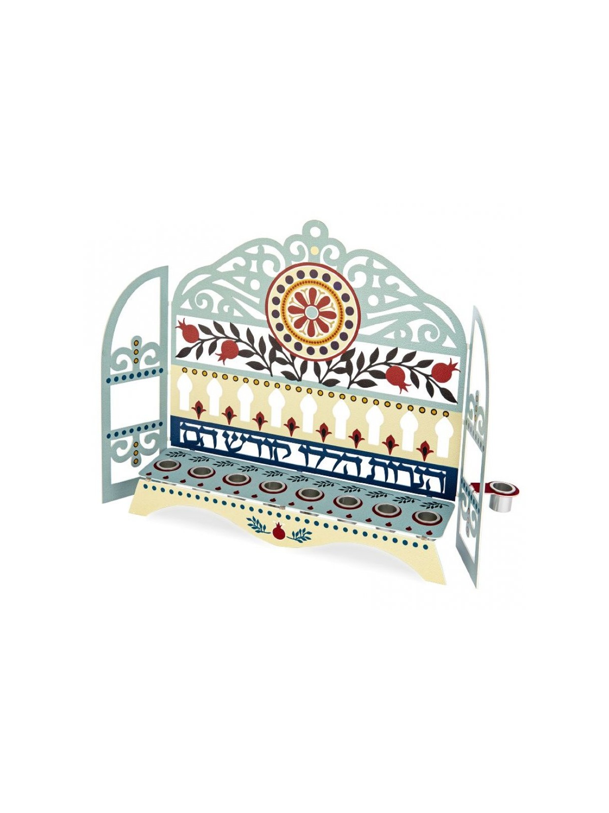 Dorit Judaica Window Menorah Swirls Pomegranates... | Hanukkah Menorah