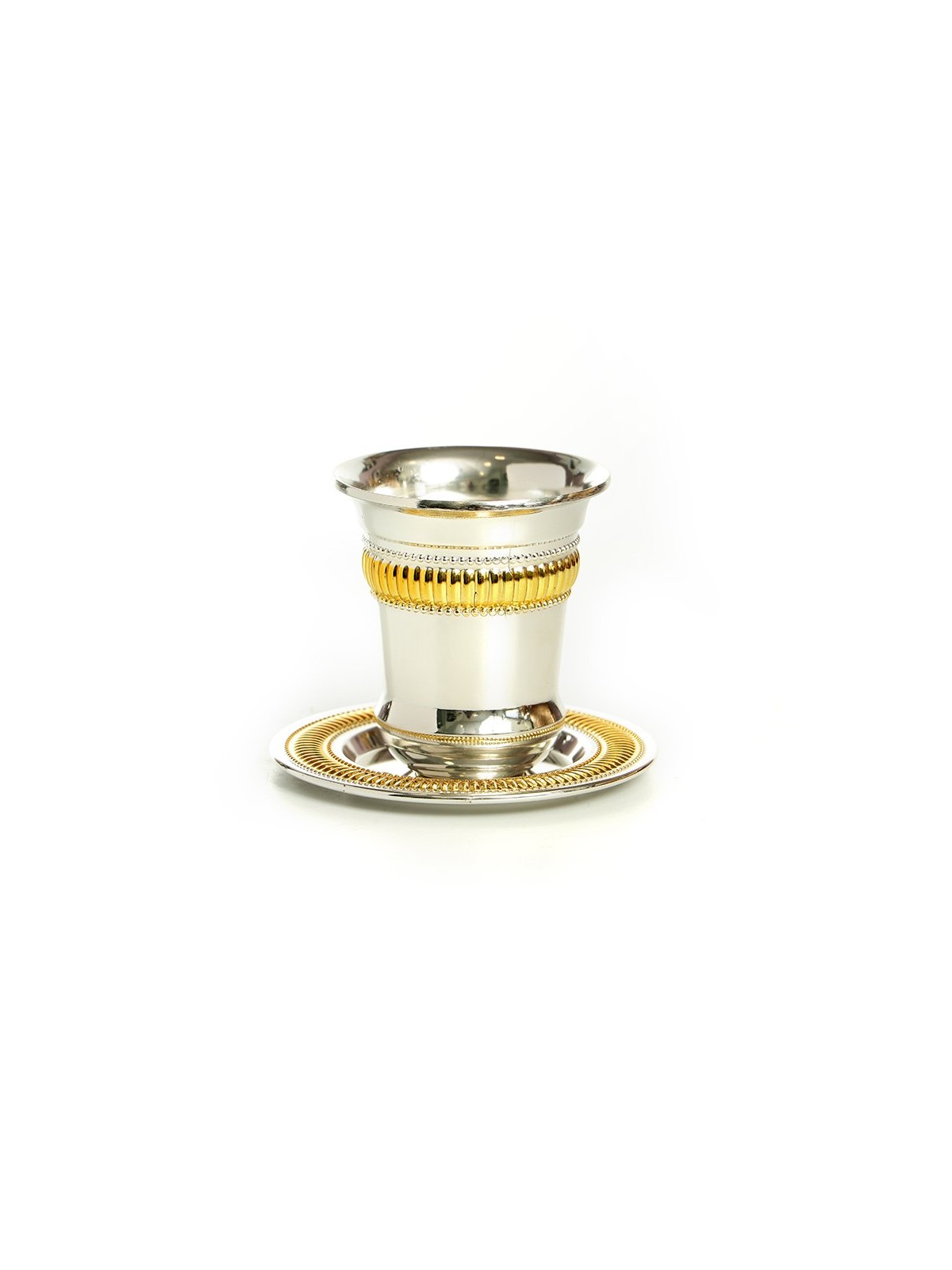 Kiddush Cup and Plate Set Silver Plated with Gold El... | Kiddush Cups