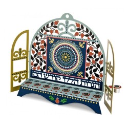 Dorit Judaica Window Menorah with Pomegranates H... | Hanukkah Menorah