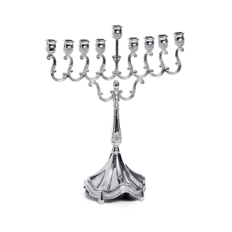 Small Chanukah Menorah with Ornate Swirling Bran... | Hanukkah Menorah