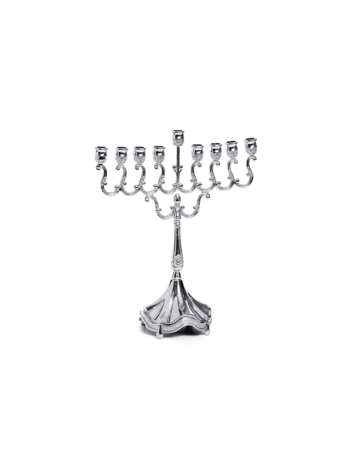 Small Chanukah Menorah with Ornate Swirling Bran... | Hanukkah Menorah