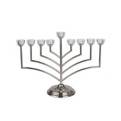 Tall Chanukah Menorah with Angular Branches Glas... | Hanukkah Menorah