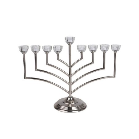Tall Chanukah Menorah with Angular Branches Glas... | Hanukkah Menorah