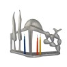 Shraga Landesman Aluminum Hanukkah Menorah Landm... | Hanukkah Menorah