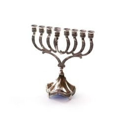 Silver Plated Chanukah Menorah Classic Design Fl... | Hanukkah Menorah