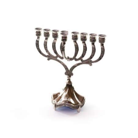 Silver Plated Chanukah Menorah Classic Design Fl... | Hanukkah Menorah