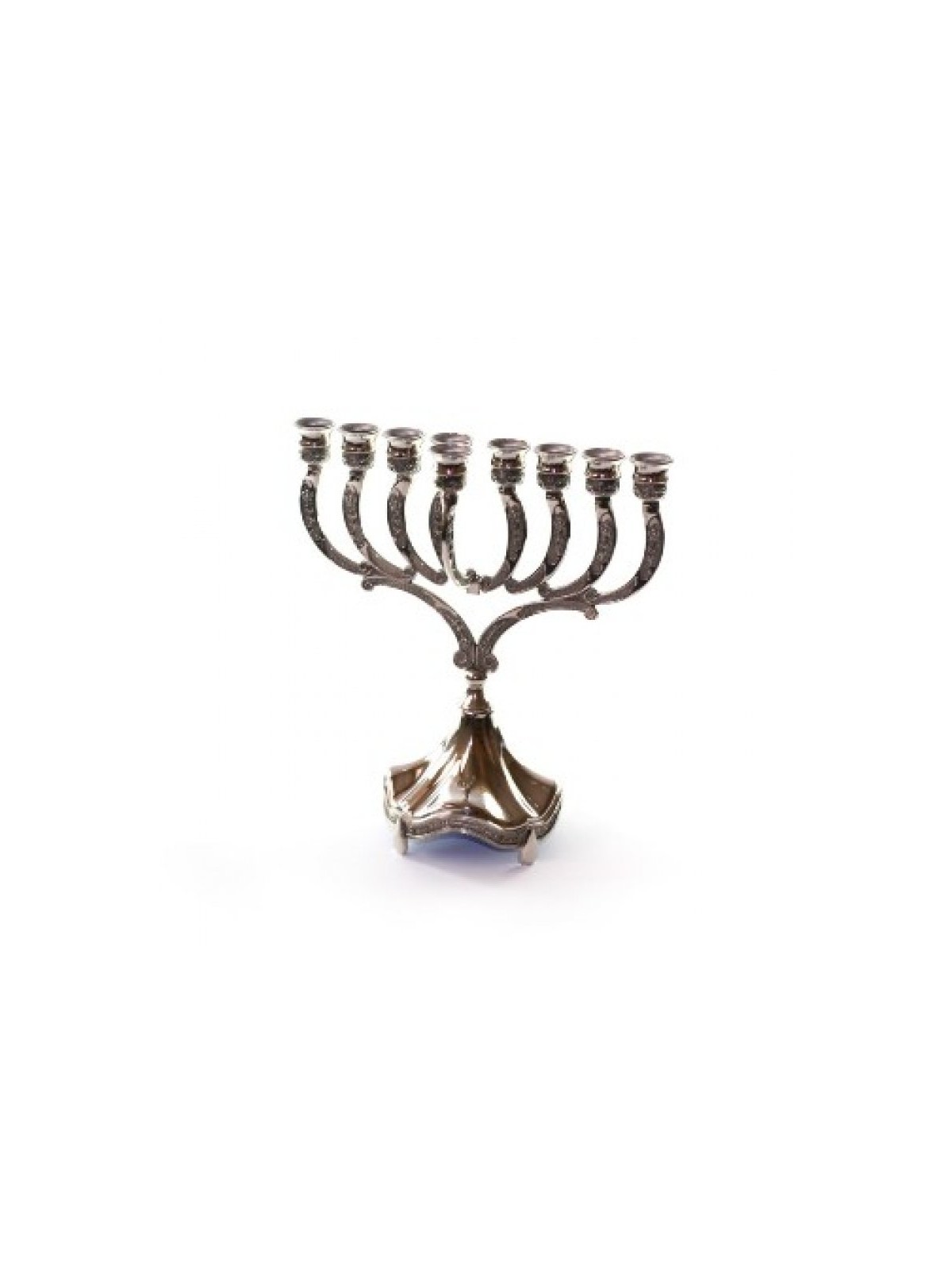 Silver Plated Chanukah Menorah Classic Design Fl... | Hanukkah Menorah