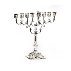 Silver Plated Ornate Chanukah Menorah Curling Br... | Hanukkah Menorah