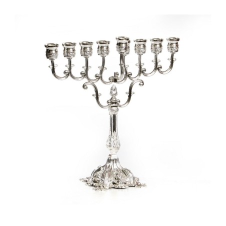 Silver Plated Ornate Chanukah Menorah Curling Br... | Hanukkah Menorah
