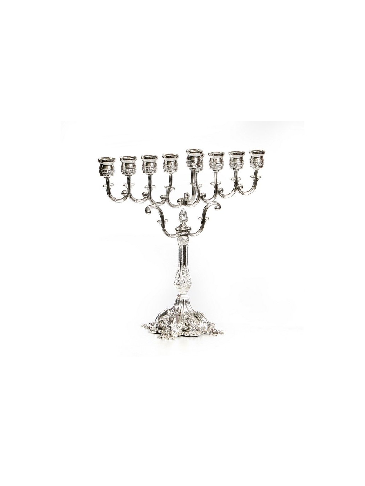 Silver Plated Ornate Chanukah Menorah Curling Br... | Hanukkah Menorah