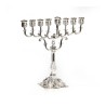 Silver Plated Ornate Chanukah Menorah Curling Br... | Hanukkah Menorah