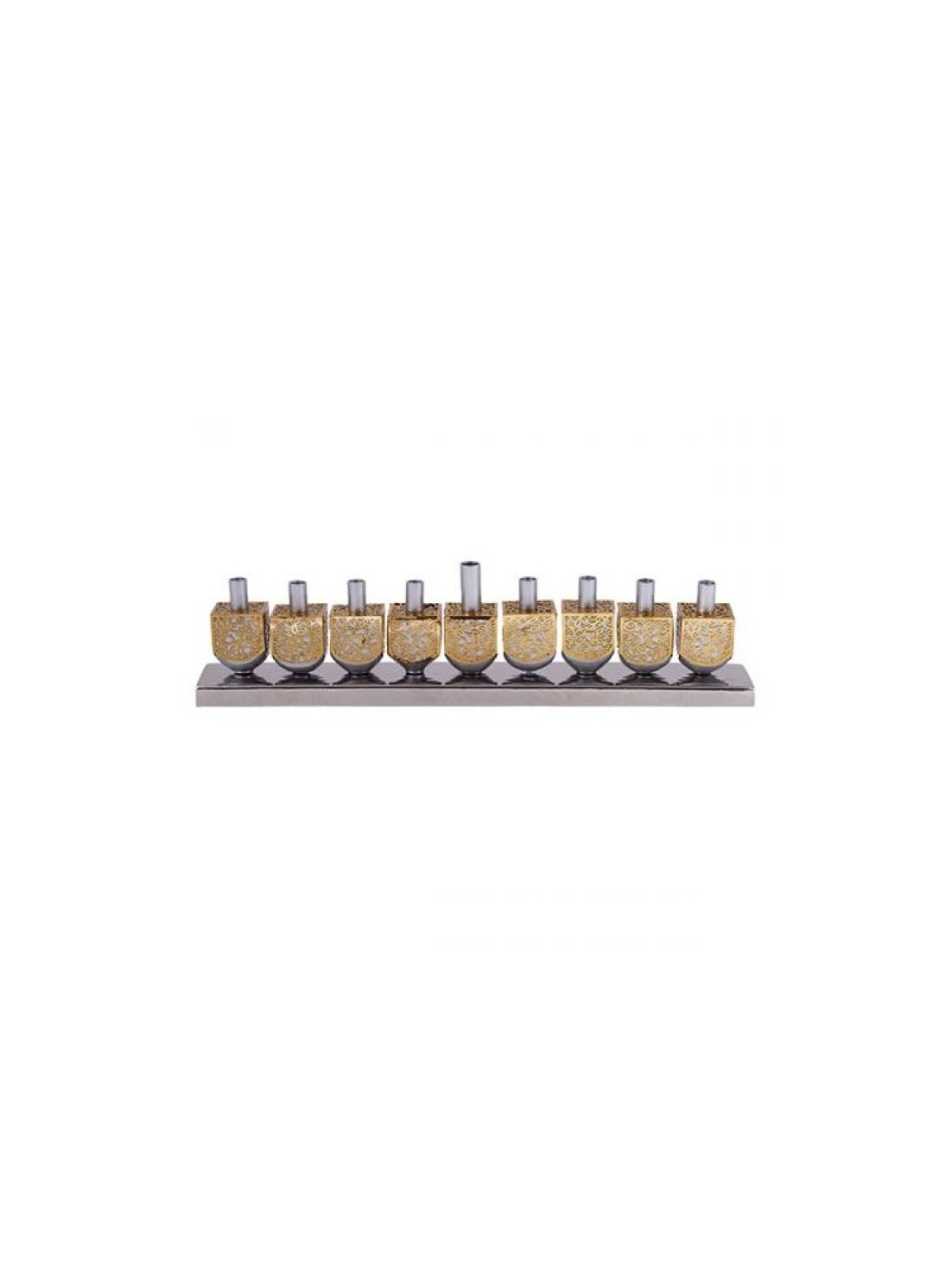 Yair Emanuel Dreidel Menorah with Cut Out Floral... | Hanukkah Menorah