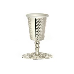 Silver Plated Kiddush Cup on Stem with Ma... | Jewish Gift from Israel