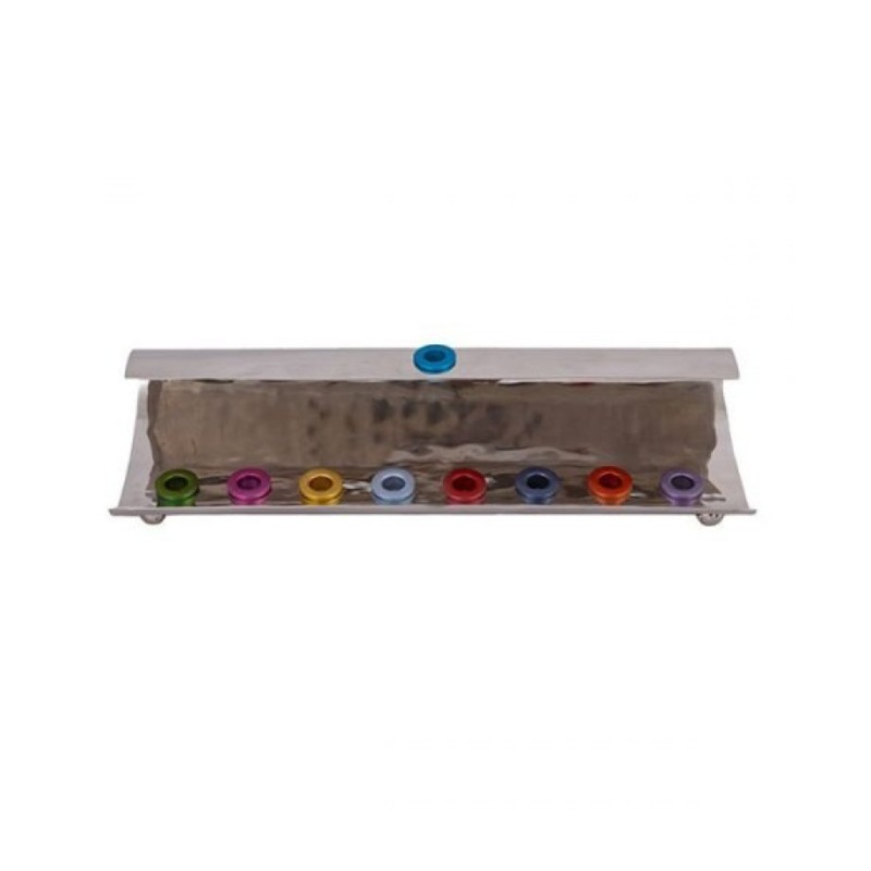 Yair Emanuel Hammered Aluminum Hanukkah Menorah ... | Hanukkah Menorah