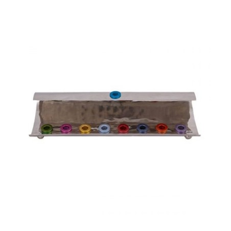 Yair Emanuel Hammered Aluminum Hanukkah Menorah ... | Hanukkah Menorah