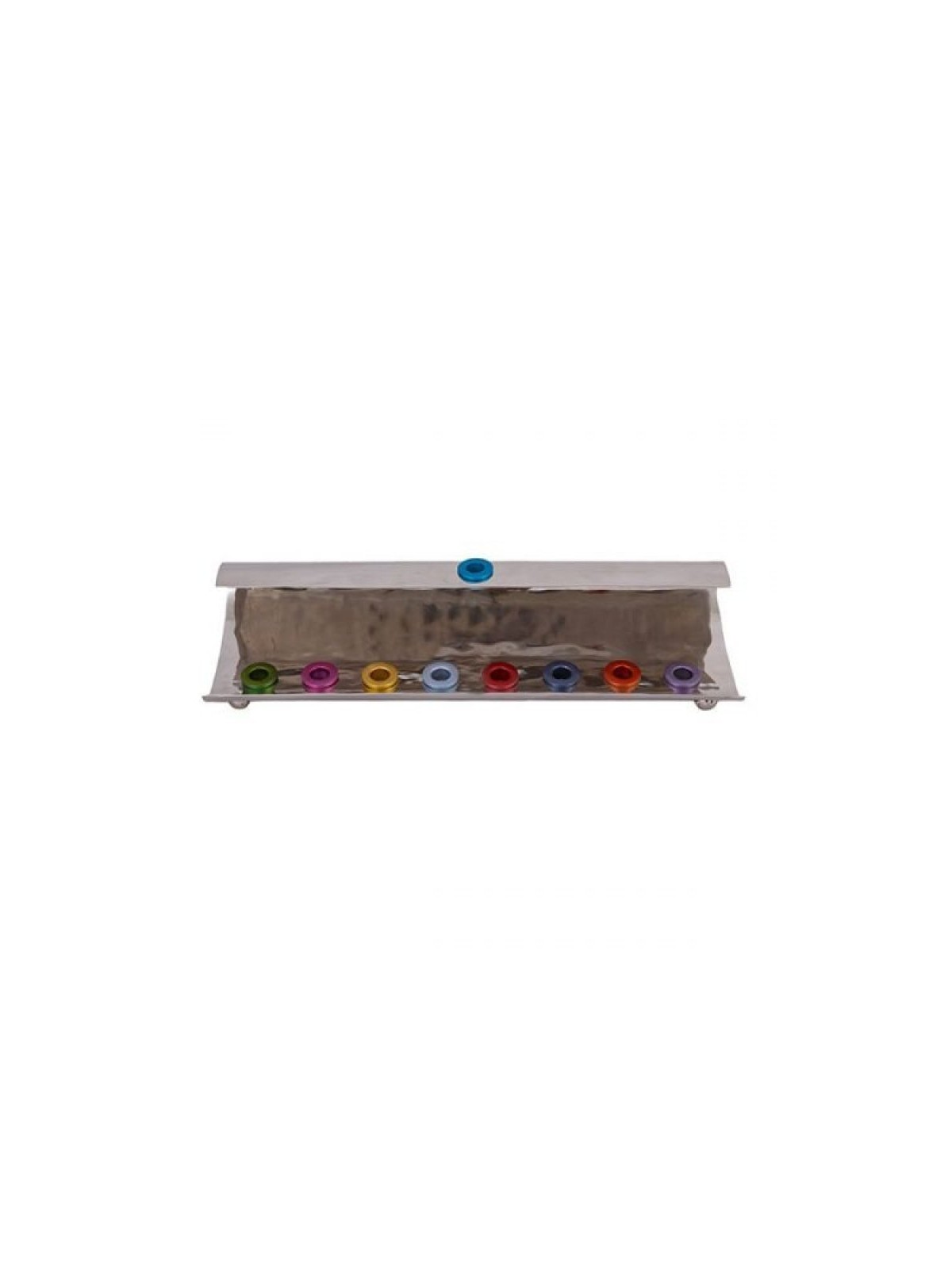 Yair Emanuel Hammered Aluminum Hanukkah Menorah ... | Hanukkah Menorah