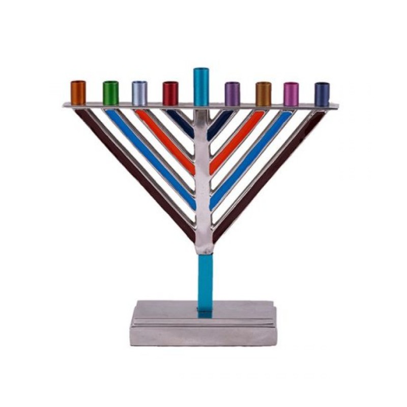 Yair Emanuel Chabad Chanukah Menorah Multicolore... | Hanukkah Menorah