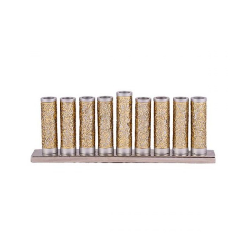 Yair Emanuel Hanukkah Menorah Cylinders with Pom... | Hanukkah Menorah