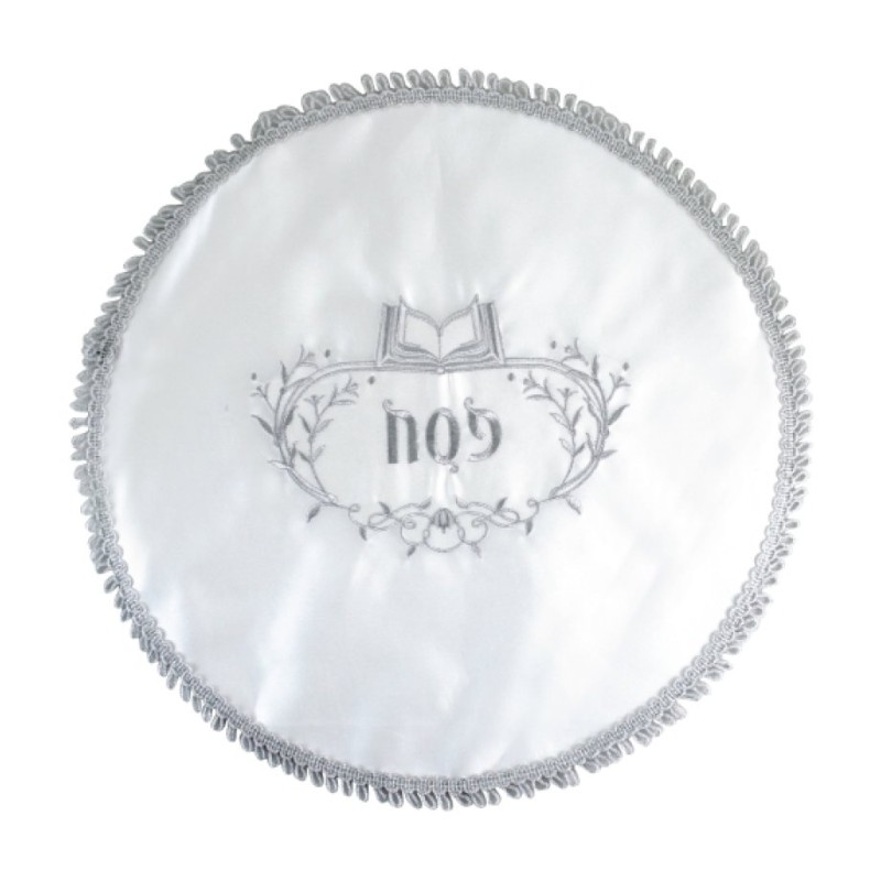 Passover Matzah Cover Silver Embroidered... | Matzah & Afikoman Covers