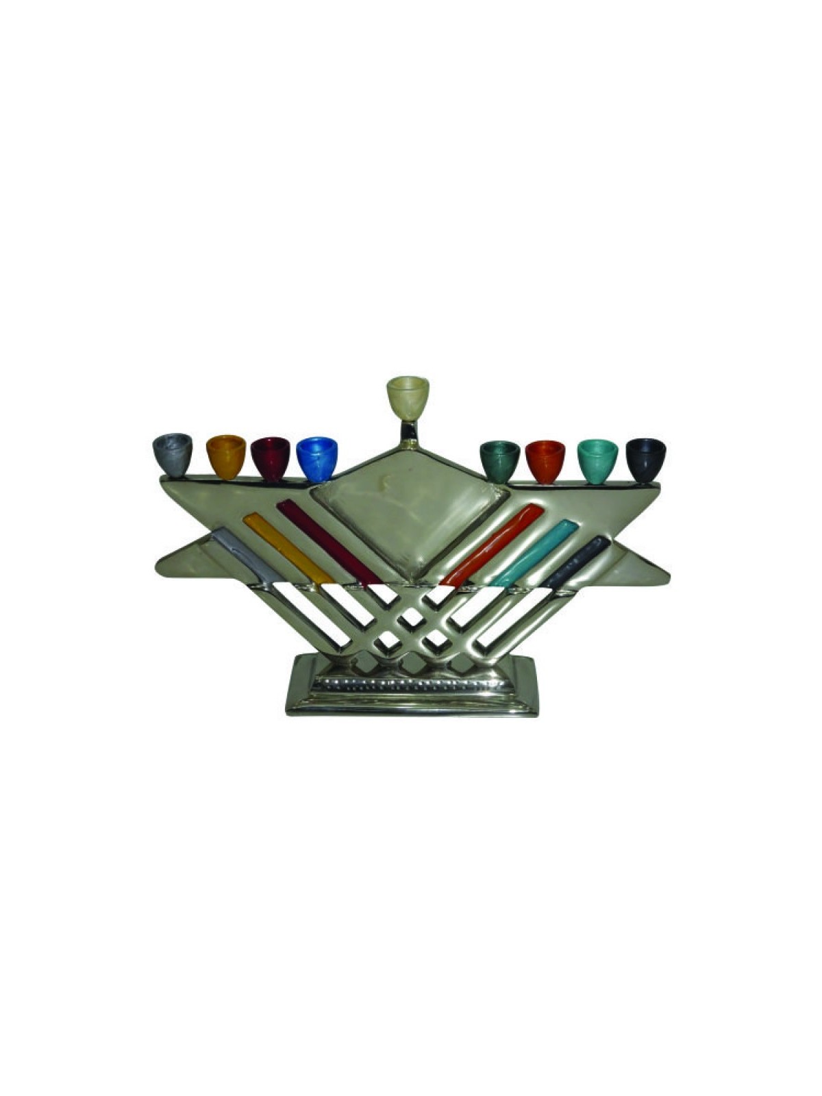 Chanukah Menorah with Colorful Star of David Ham... | Hanukkah Menorah