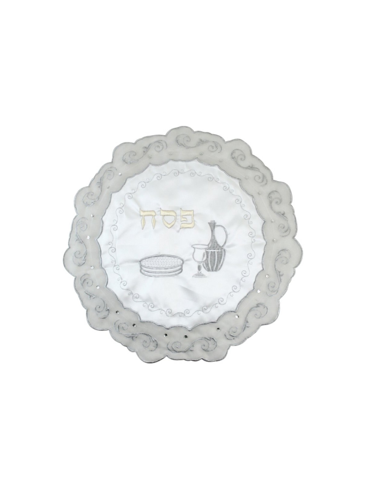 Passover Matzah Cover with Silver and Go... | Matzah & Afikoman Covers