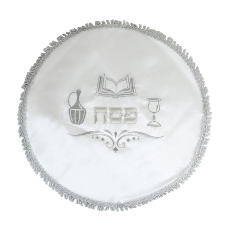 Satiny Fabric Matzah Cover with Gleaming... | Matzah & Afikoman Covers