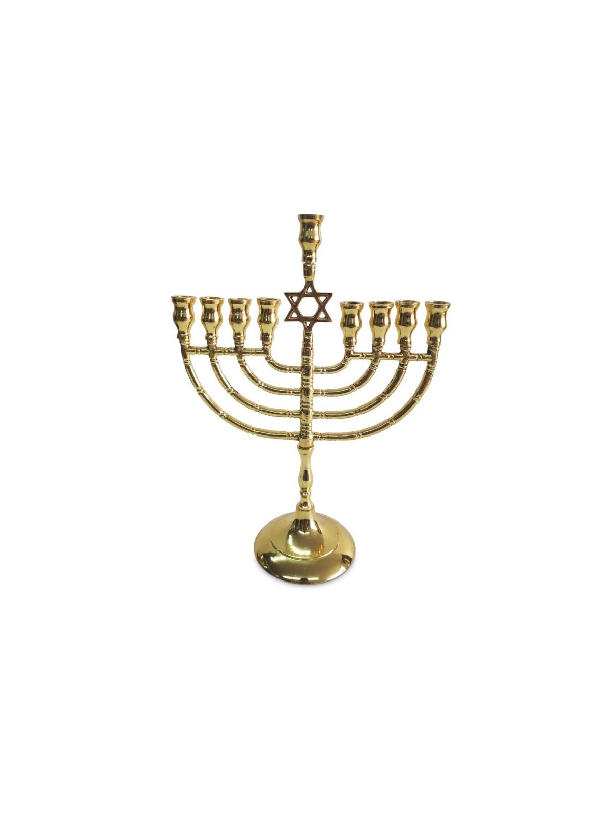 Gold Metal Chanukah Menorah with Star of David f... | Hanukkah Menorah
