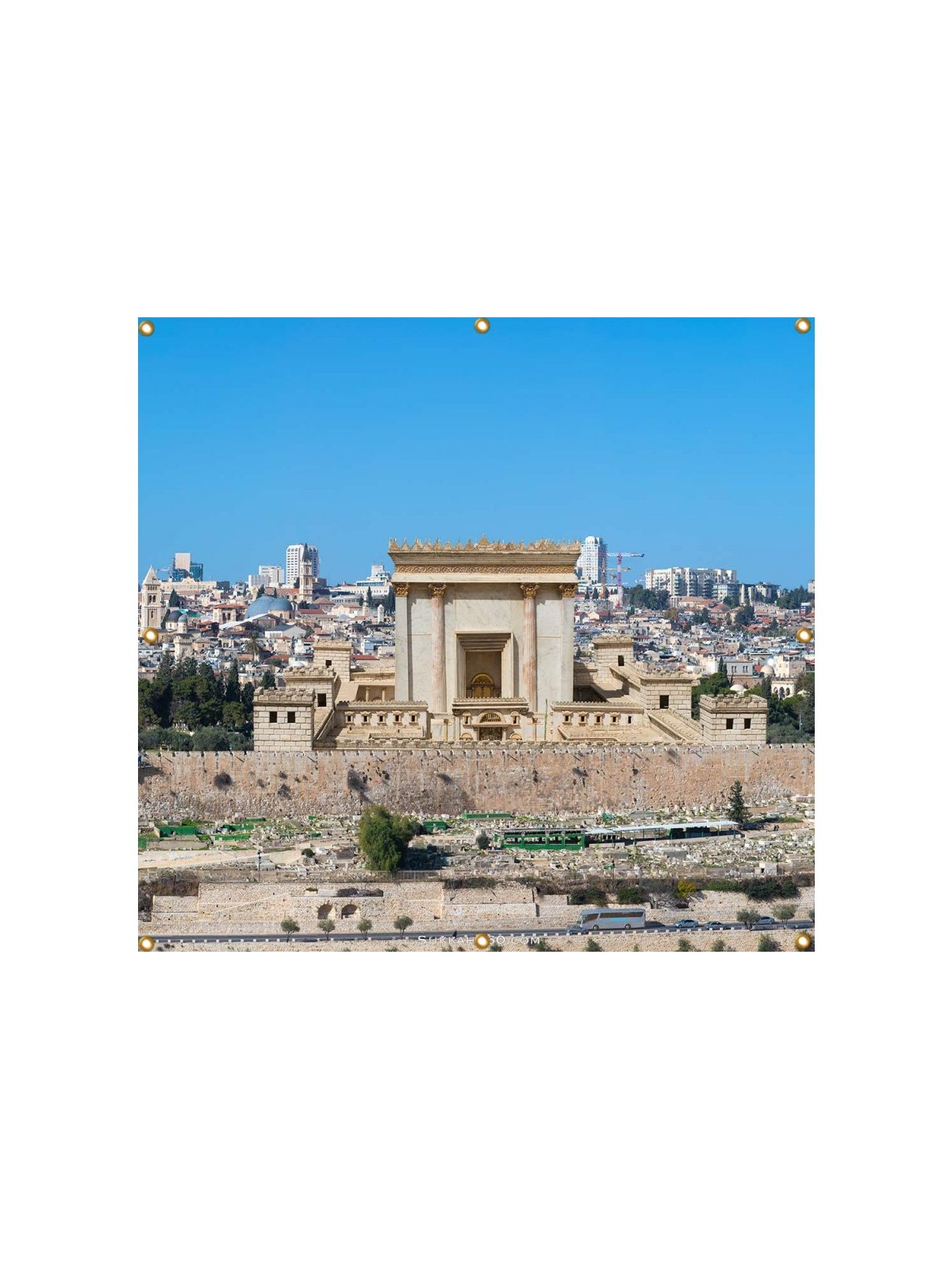 Panoramic Jerusalem Beit Hamikdash Sukkah Sing... | Sukkah Decorations