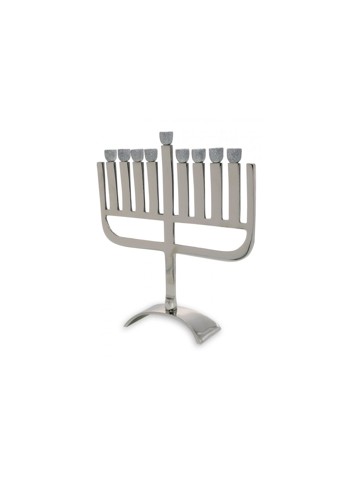 Angular Aluminum Menorah with Glittering Silver ... | Hanukkah Menorah