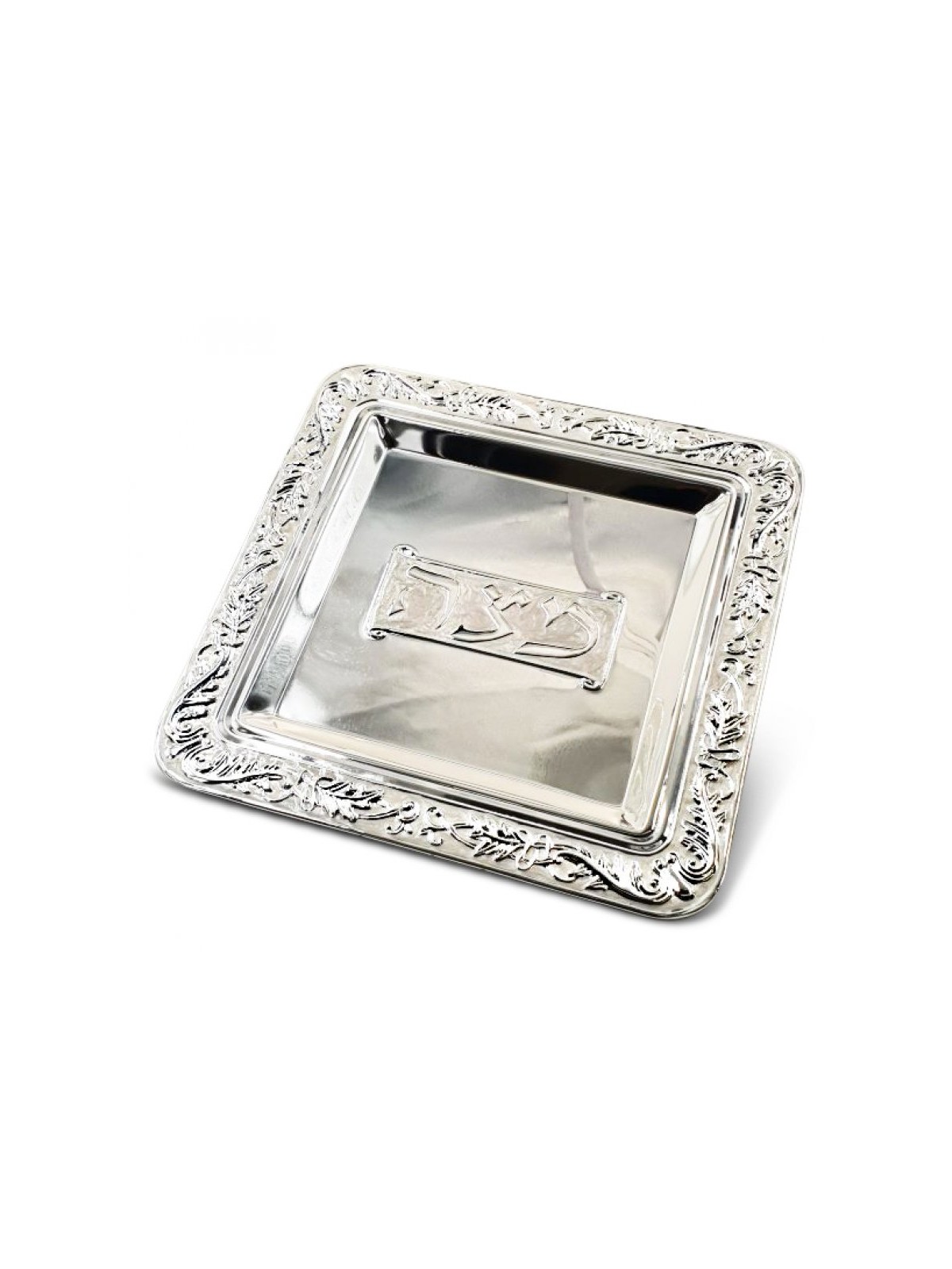 Square Silver Plated Matzah Tray Marble D... | Jewish Gift from Israel