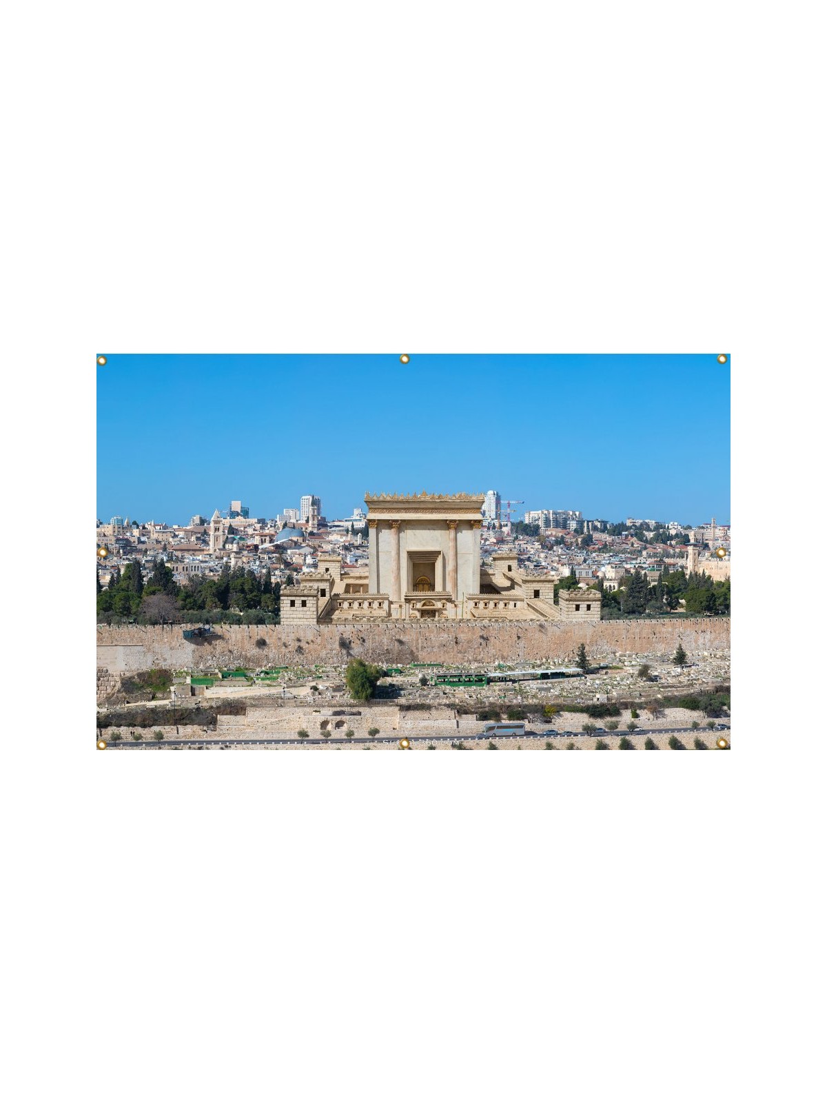 Panoramic Jerusalem Beit Hamikdash Sukkah Sing... | Sukkah Decorations