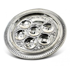Circular Silver Plated Decorative Seder Plate %96 Or... | Seder Plates