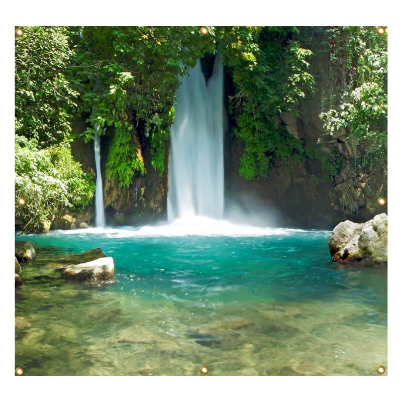 Panoramic Banyas Waterfall Sukkah Single Wall ... | Sukkah Decorations