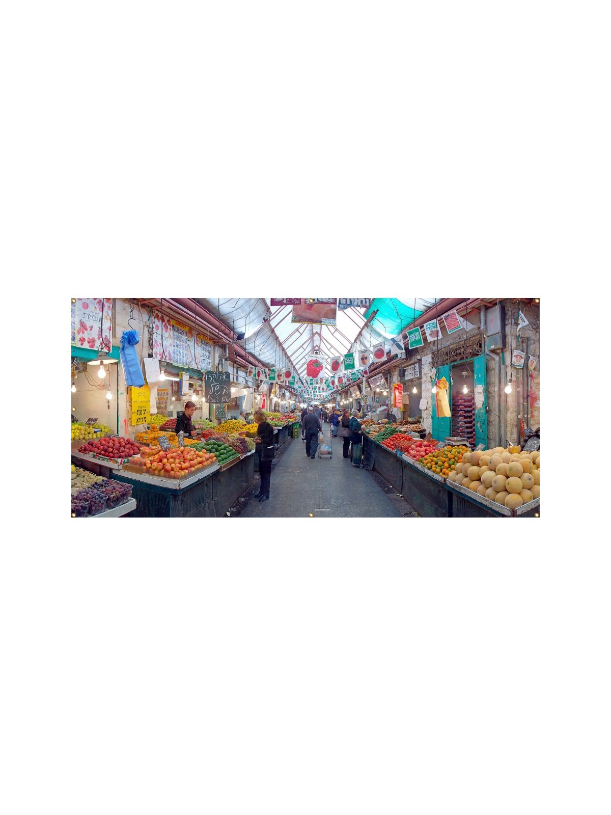 Panoramic Machane Yehuda Market Sukkah Single ... | Sukkah Decorations