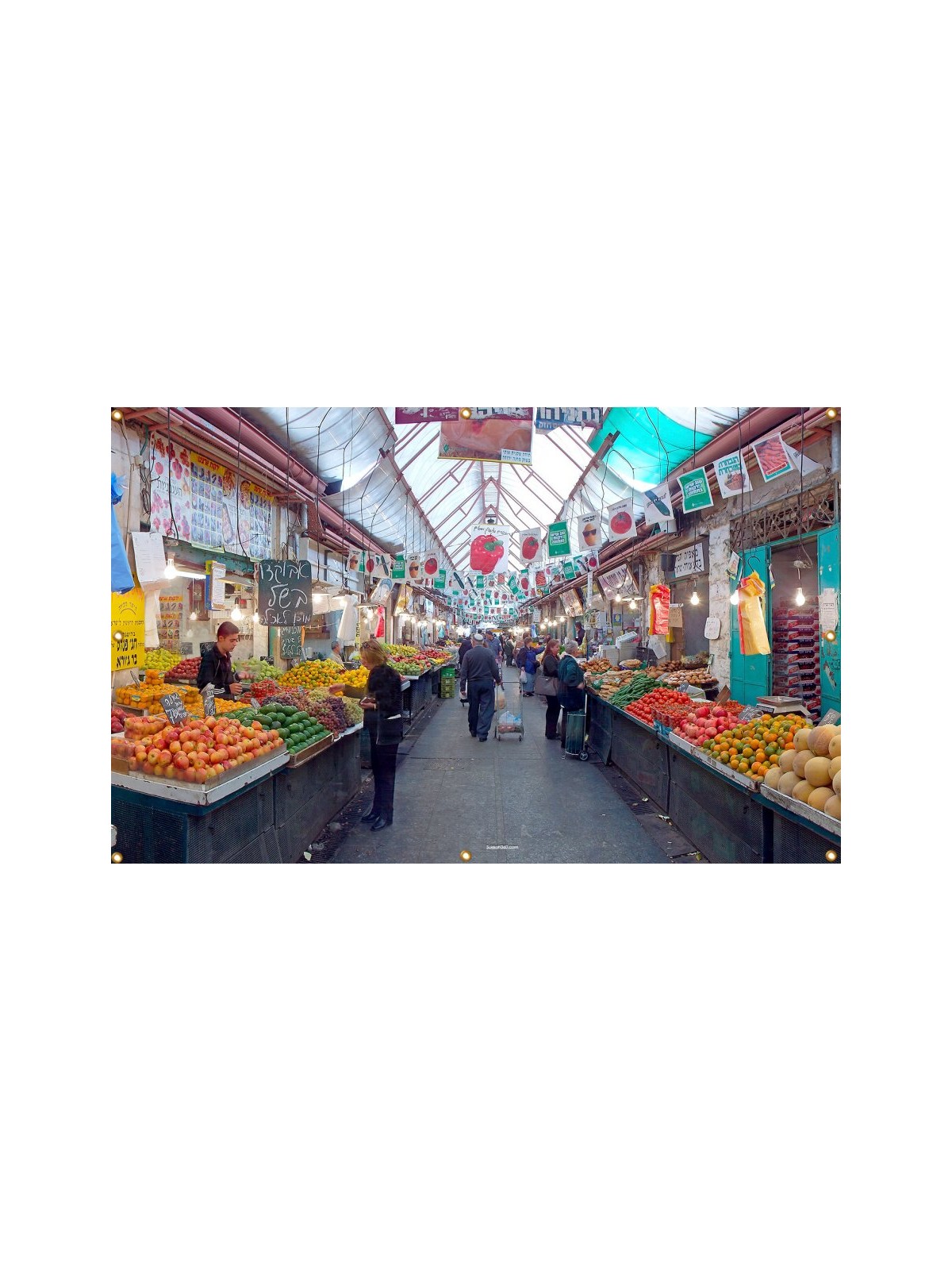 Panoramic Machane Yehuda Market Sukkah Single ... | Sukkah Decorations