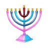 Colorful Chanukah Menorah on Stem Aluminum For C... | Hanukkah Menorah