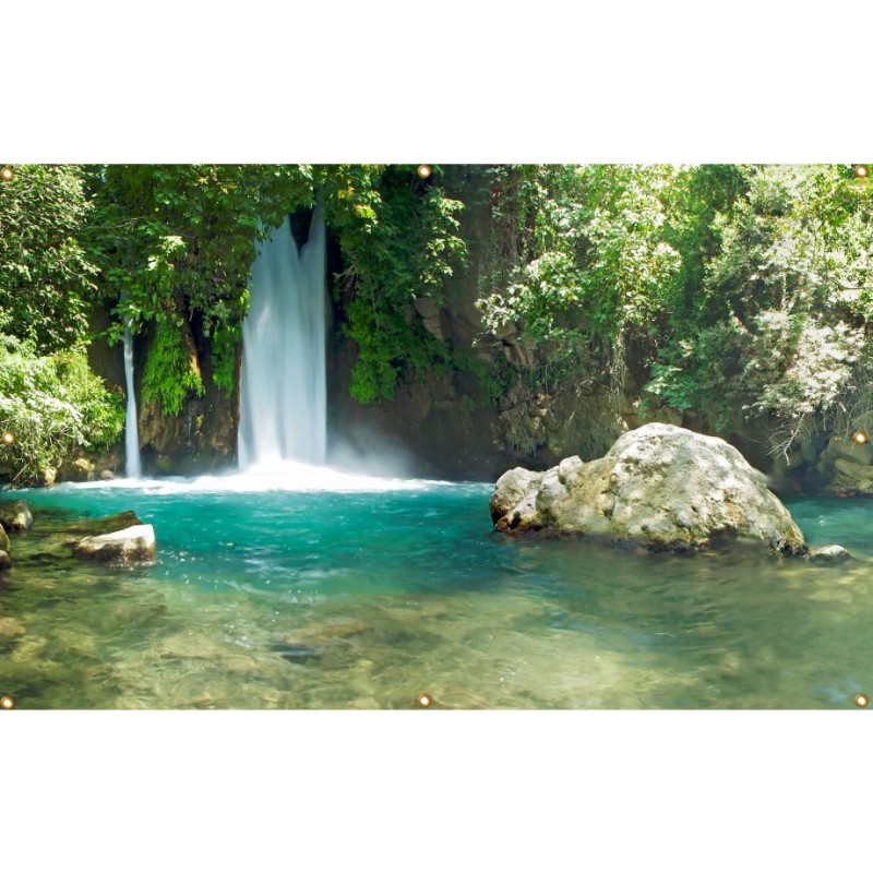 Panoramic Banyas Waterfall Sukkah Single Wall ... | Sukkah Decorations